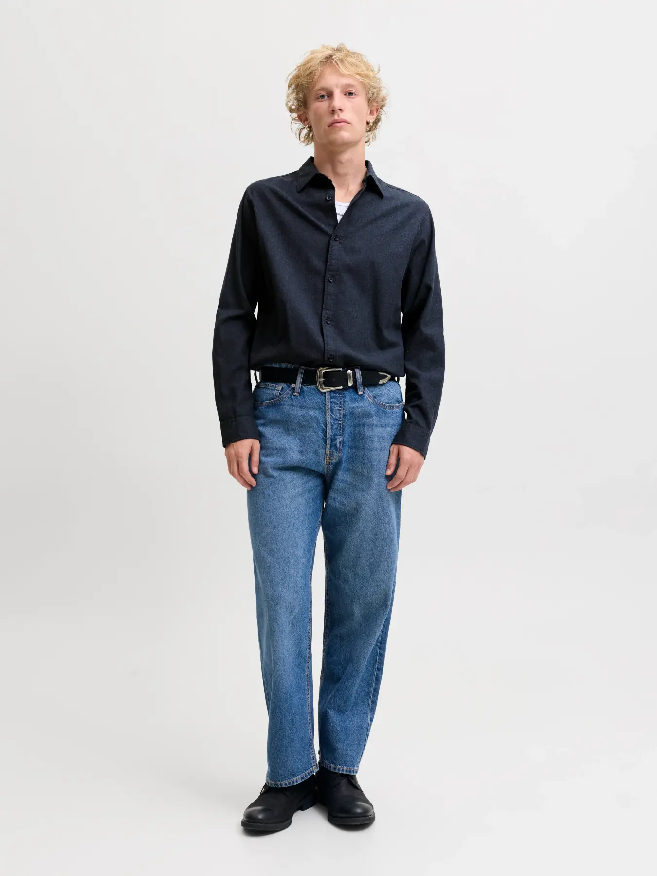 JACK & JONES Overhemd Jefield Melage Shirt Navy Blazer
