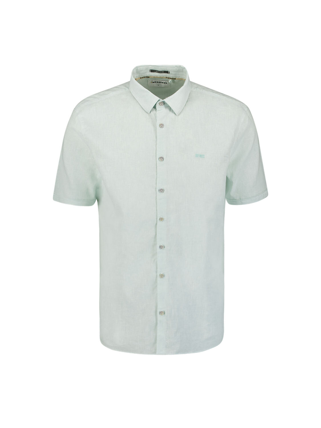 NO EXCESS Over hemd Linnen Korte Mouw Ice Blauw