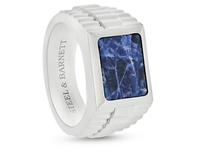 STEEL&BARNETT Herenring Hudson met Edelsteen Zilver-Sodaliet