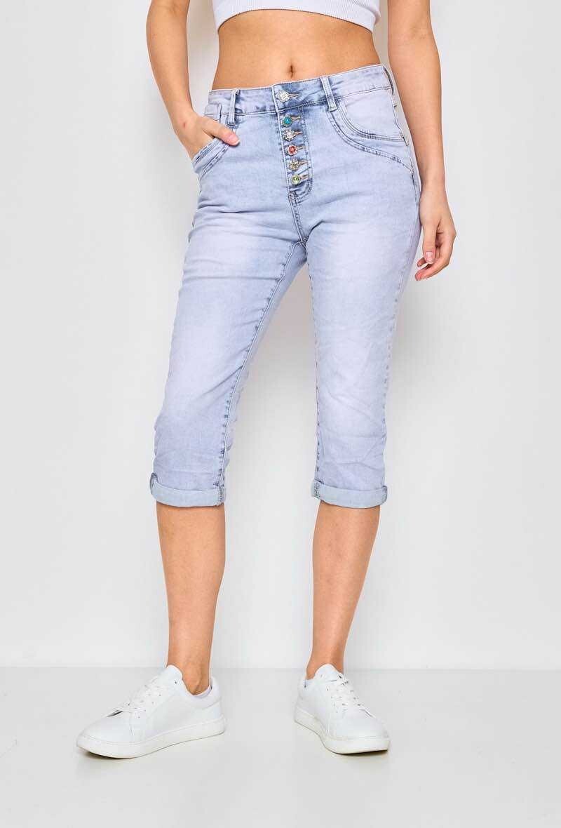 JEWELLY Jeans Capribroek Met Knopen