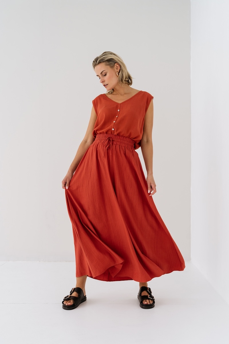 MAICAZZ Lange Rok Norah Light Clay Oranje