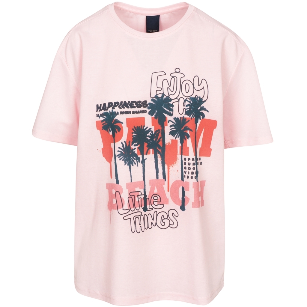 ONE TWO LUXZUZ Dames T-Shirt Palm Beach Roze