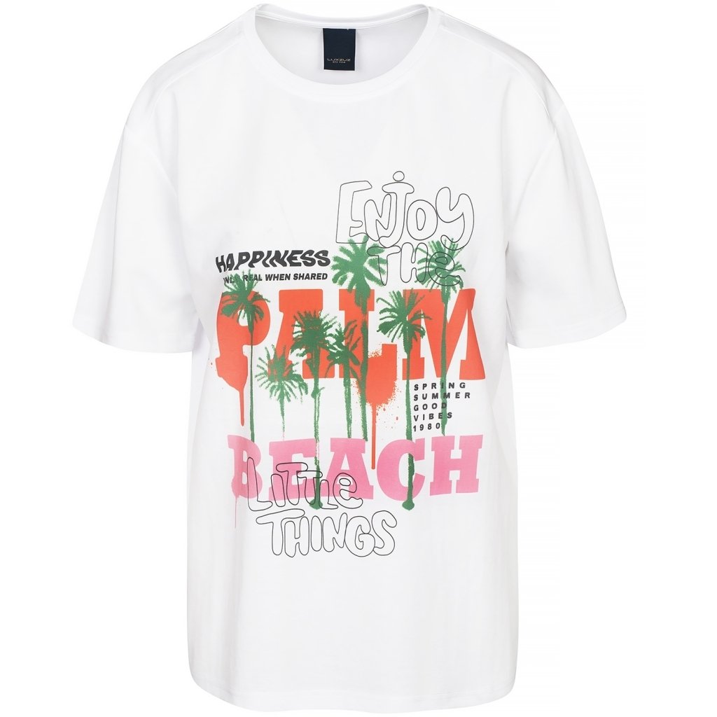 ONE TWO LUXZUZ Dames T-Shirt Palm Beach Wit