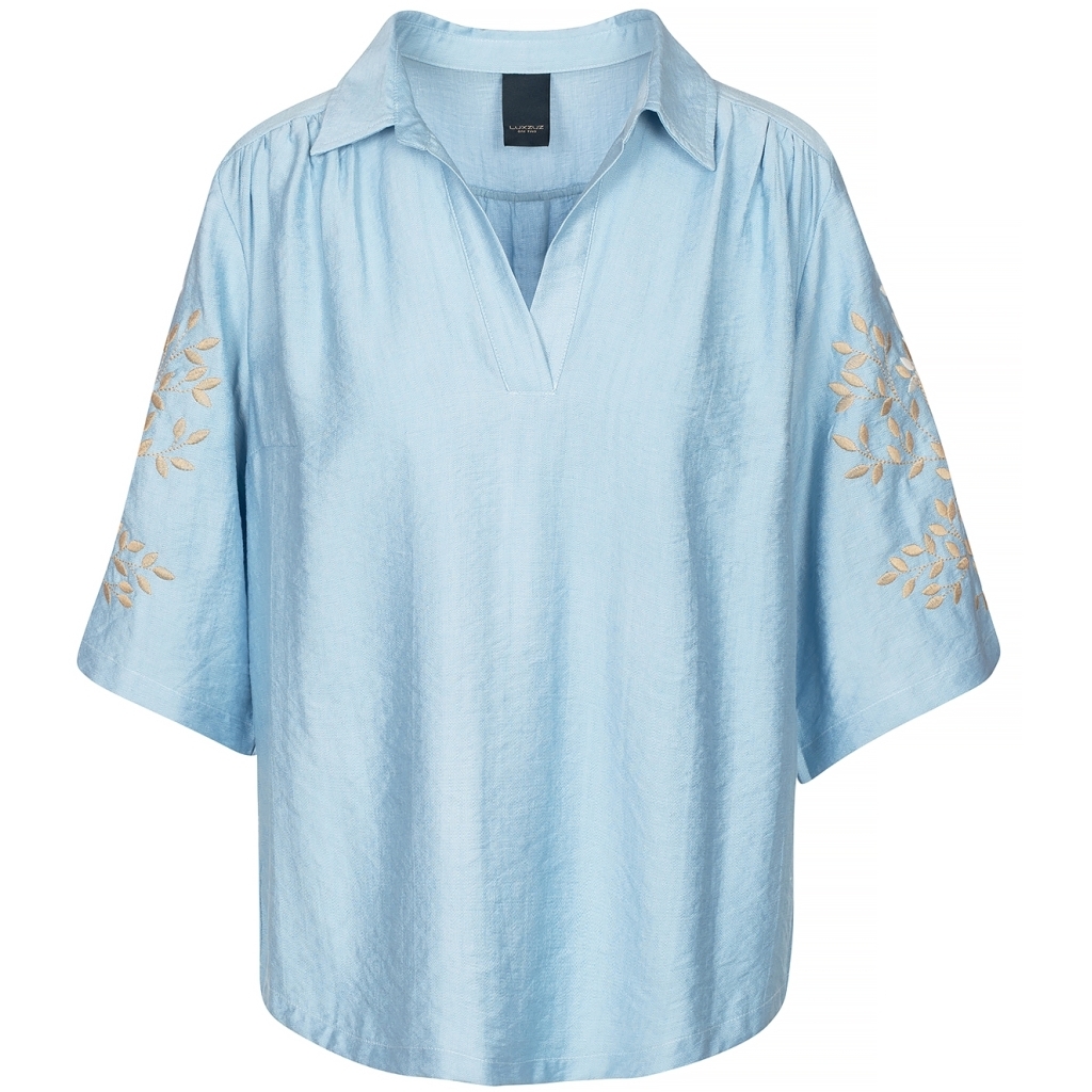 ONE TWO LUXZUZ Dames Blouse Siwa Chambray Blue