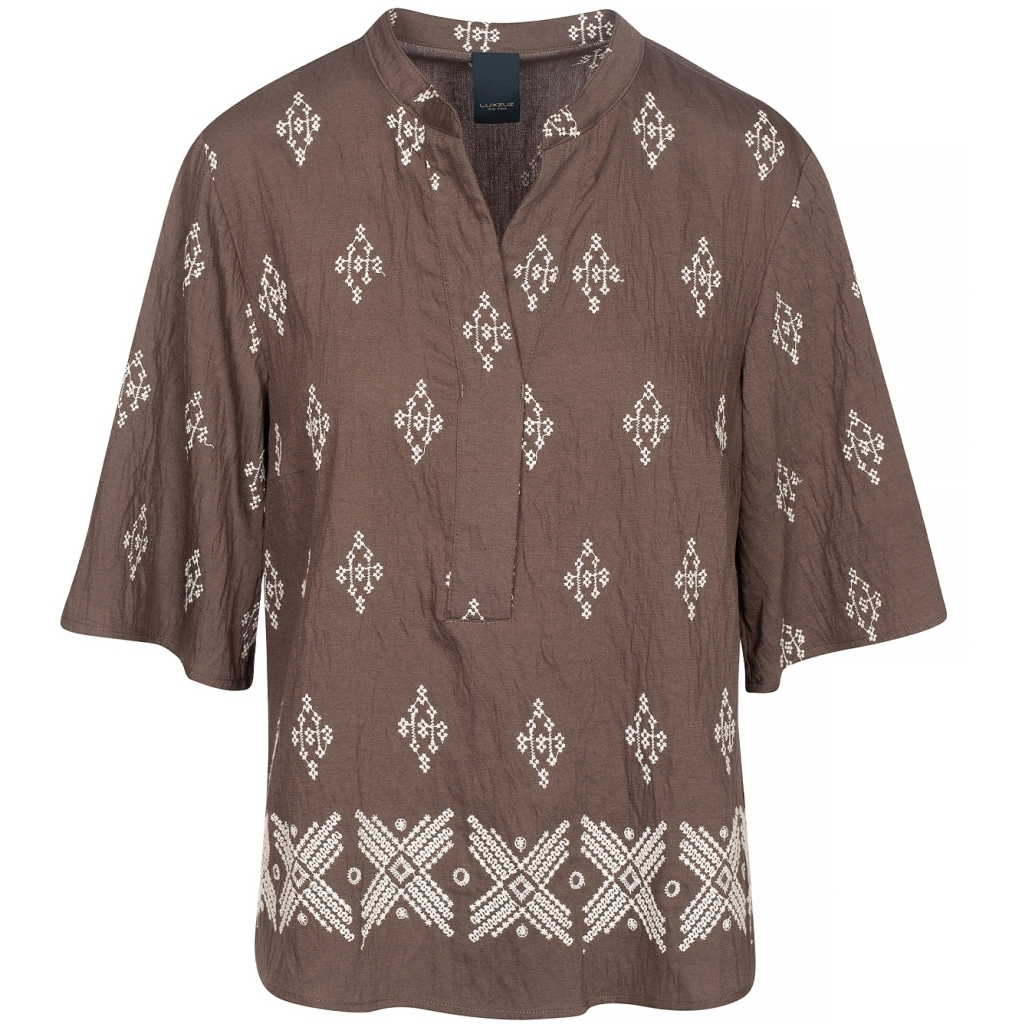 ONE TWO LUXZUZ Dames Blouse Josiana Chocolate Bruin