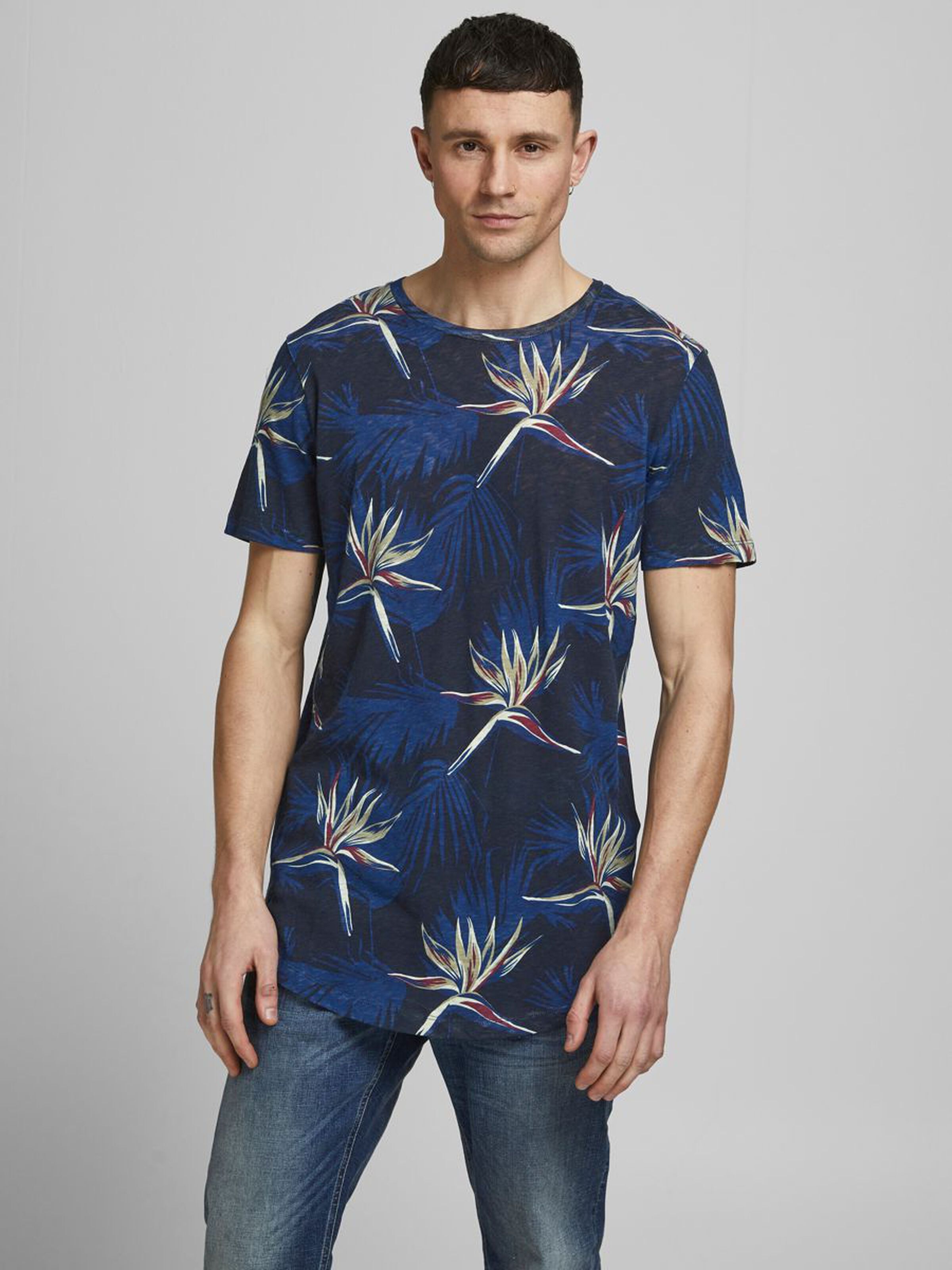 Jack&Jones shirt met botanische print navy