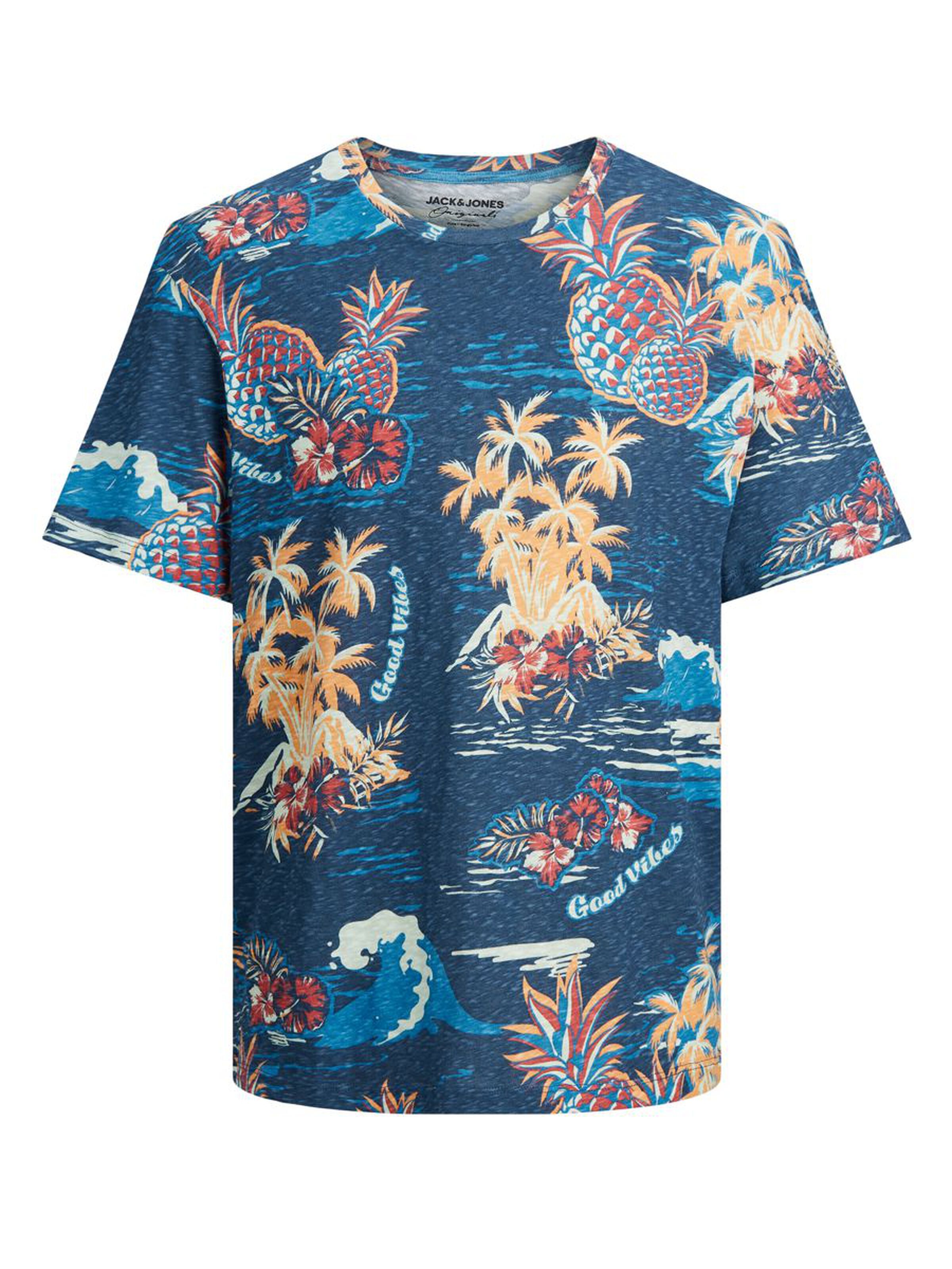 Jack&Jones T-Shirt Tropische Print Blauw