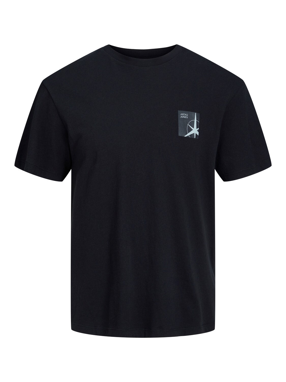 JACK&JONES Heren T-Shirt Rugprint Black