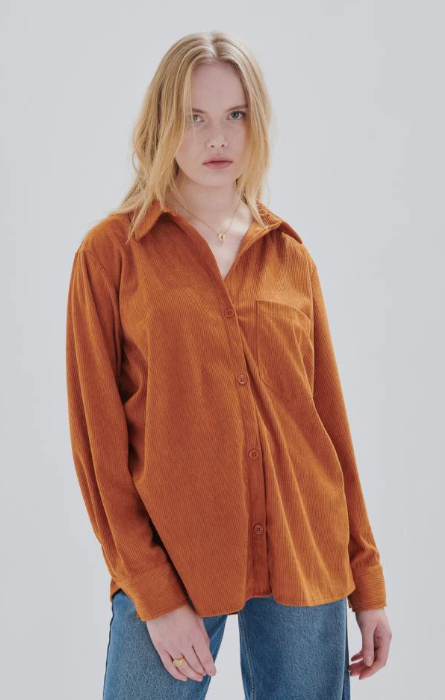 24COLOURS Blouse Oversized Roestbruin Ribcord