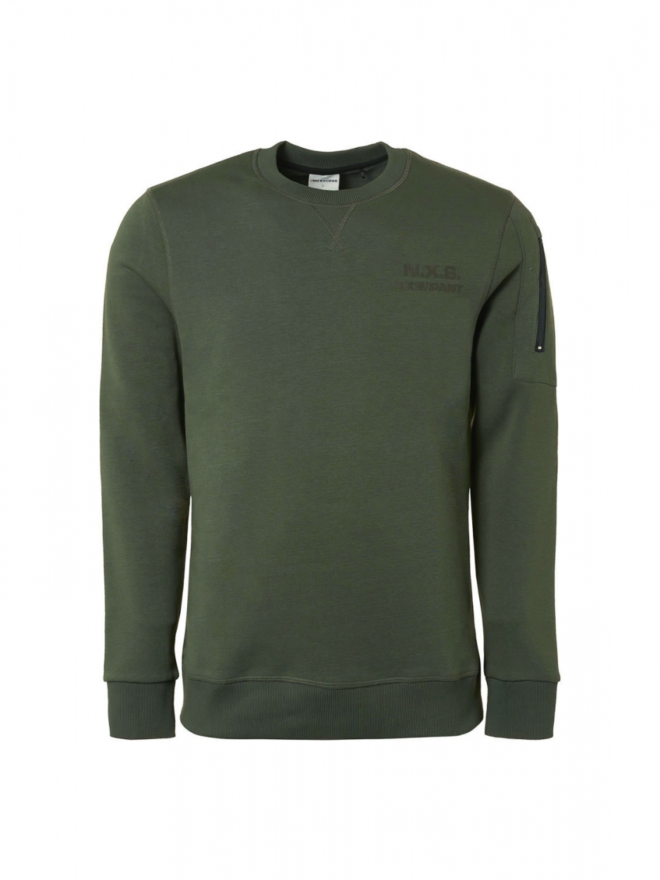 Sweater Met Ronde Hals Dark Green- NO EXCESS