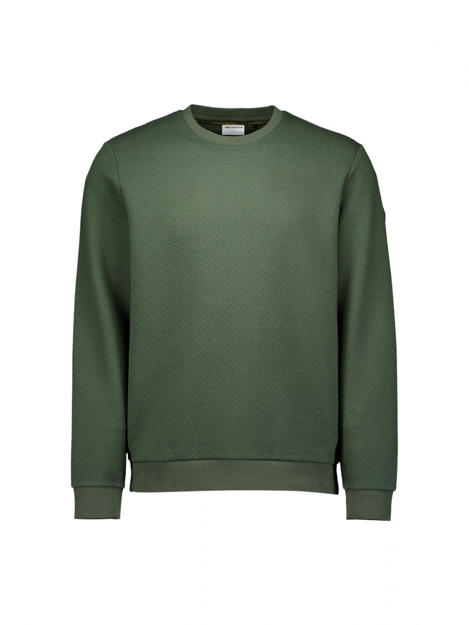 Sweater Met Structuur Dark Green- NO EXCESS