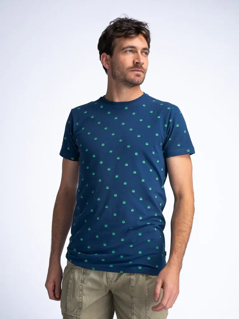 PETROL T-Shirt Donker Blauw met Print