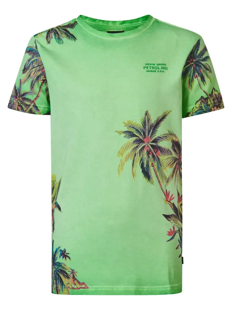PETROL T-Shirt Botanische Print Pistache