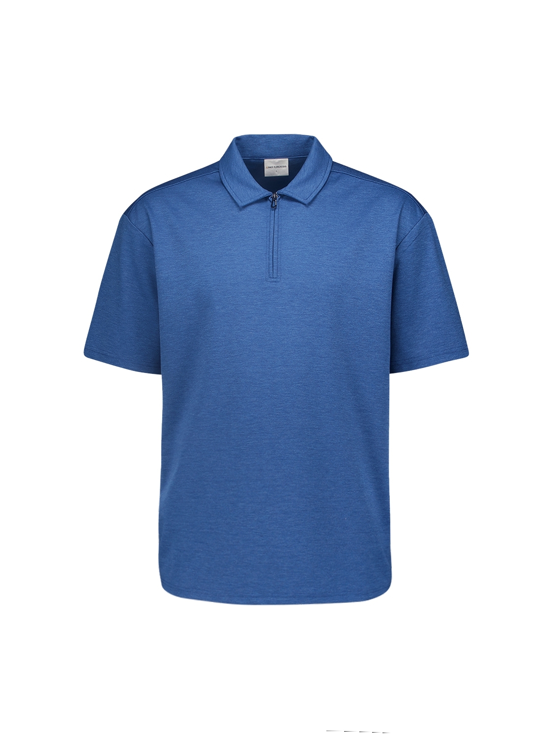 NO EXCESS Poloshirt Met Rits Cobalt Blauw