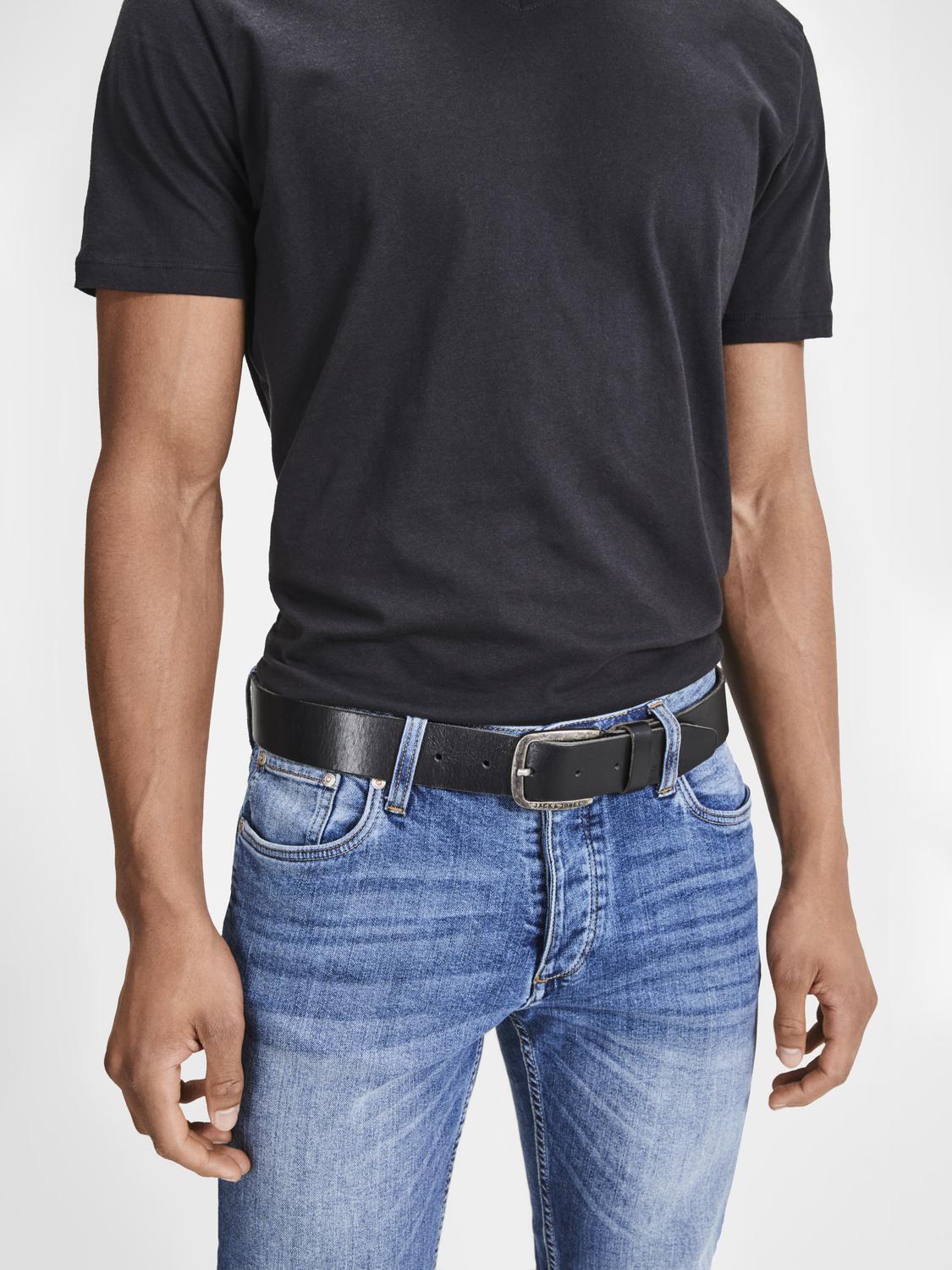 JACK&JONES Herenriem Paul Leer Zwart