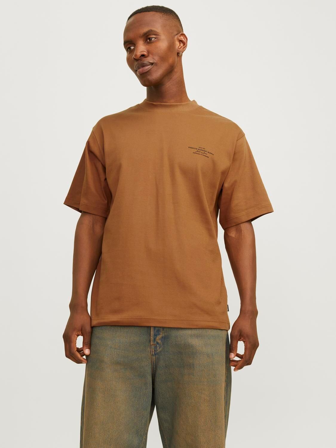 JACK&JONES T-Shirt Met Logo Roestbruin