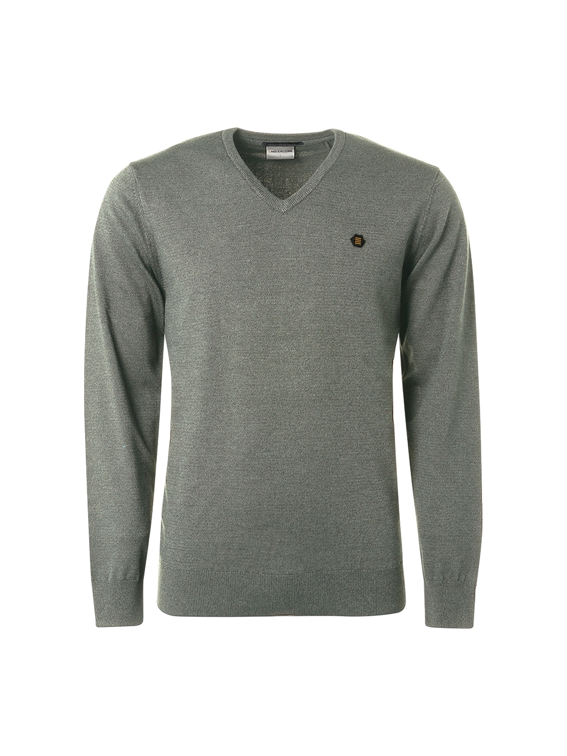 NO EXCESS Pullover V-neck 2 Coloured Melange Smoke