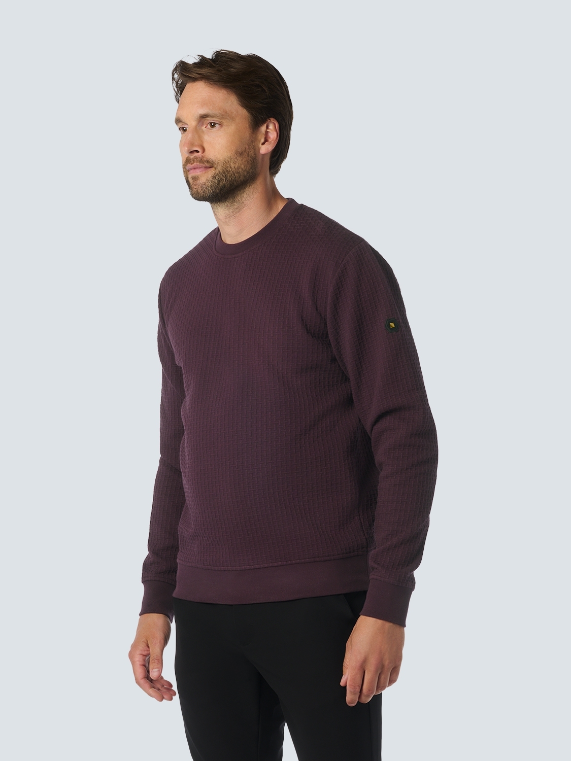 NO EXCESS Sweater Stretch Met Structuur Aubergine