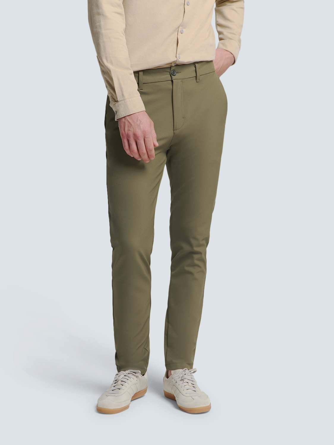 NO EXCESS Stretch Chino Broek Sedoc Mid Army Lengte 34