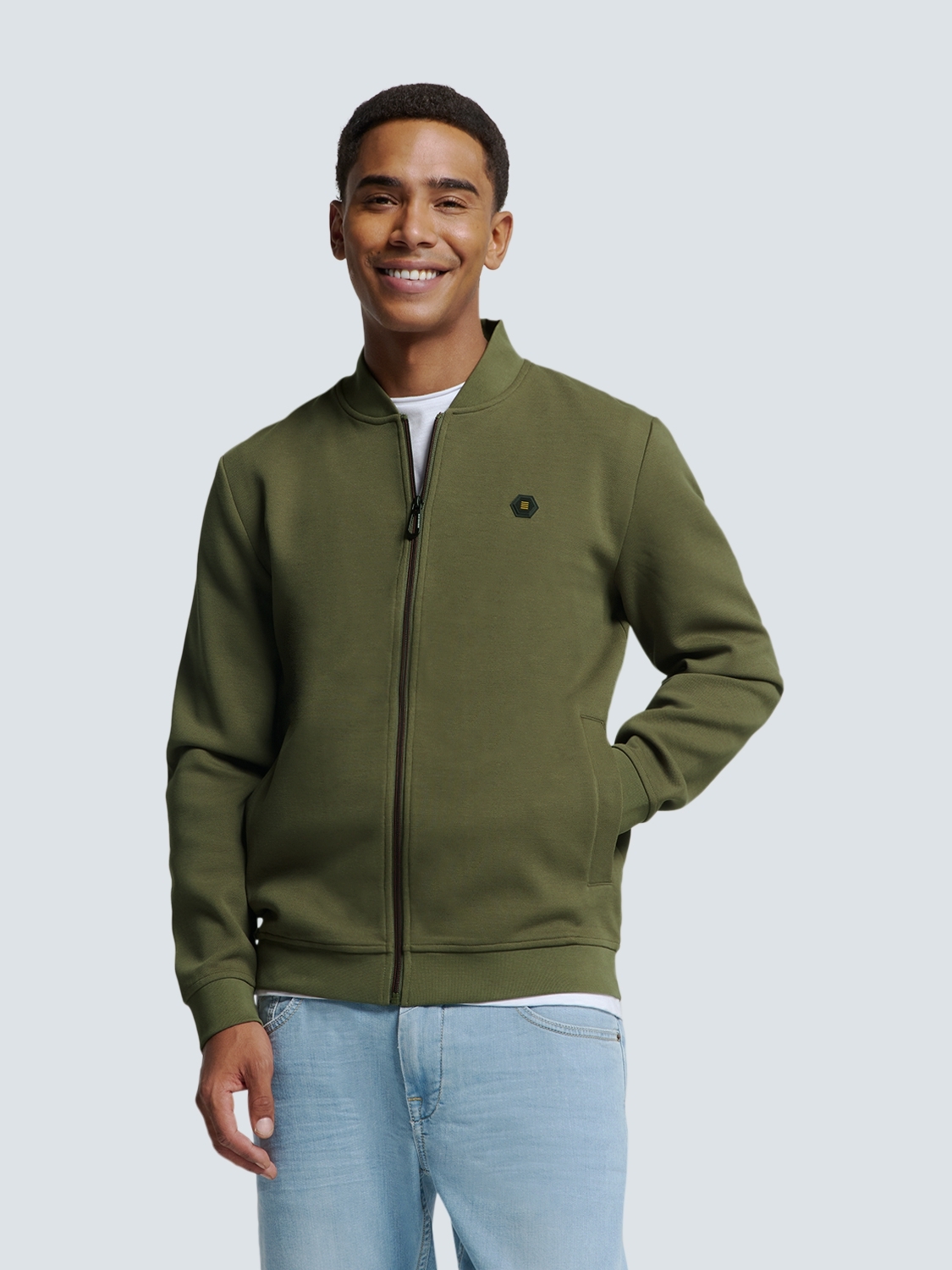 NO EXCESS Bomber Vest Met Rits Dark Moss Green