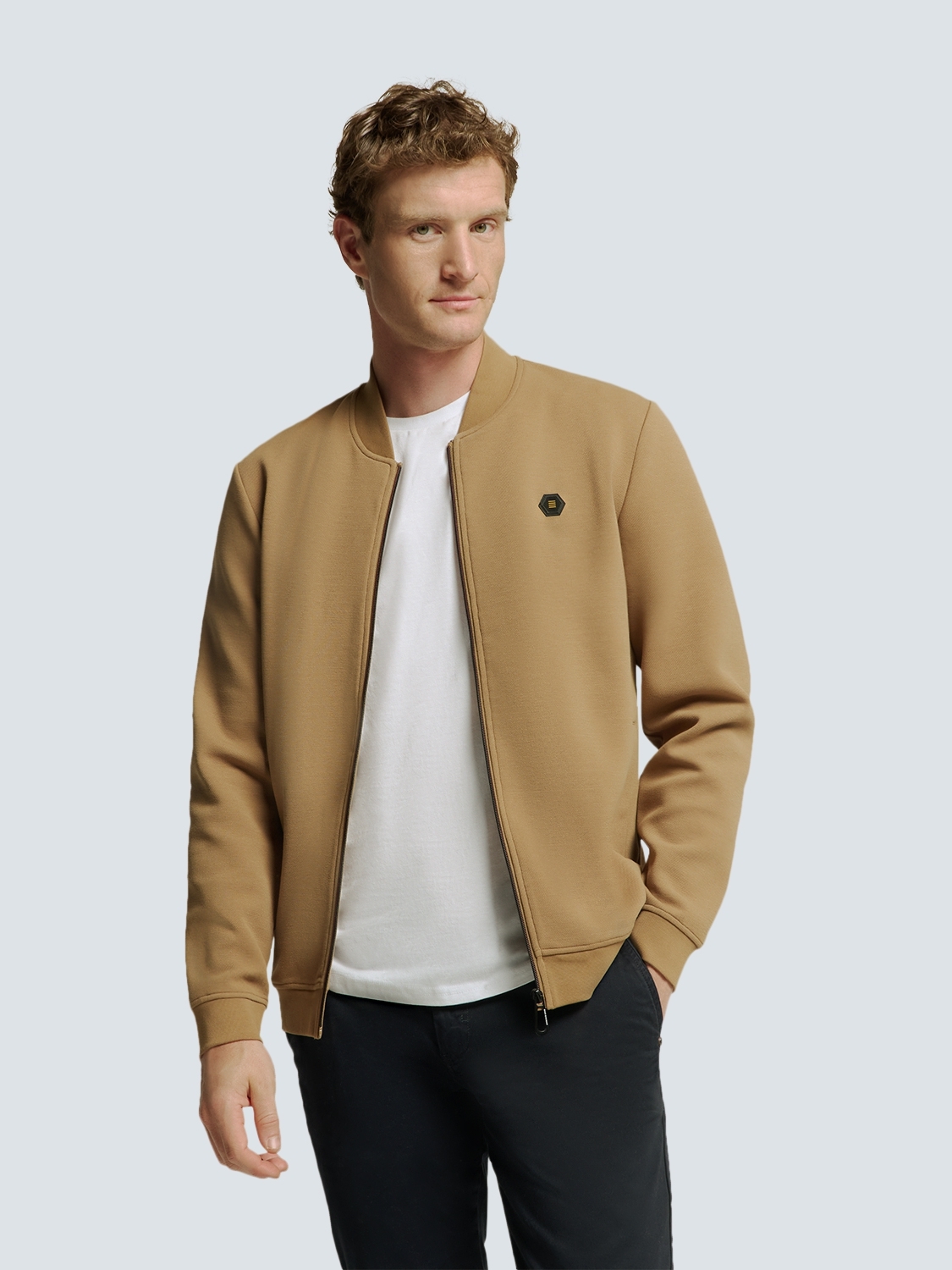 NO EXCESS Bomber Vest Met Rits Khaki